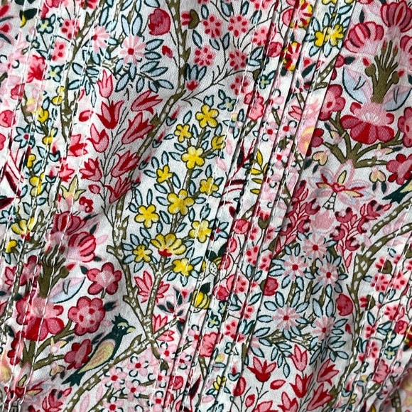 Talbots 100% Cotton Pintuck Ruffle Top Button Front Floral Spring Blouse - Picture 10 of 10